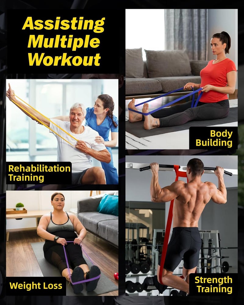 Zacro Resistance Bands, 6 Resistance Levels Pull Up Assistance Bands, Exercise Bands for Men&Women, Heavy Duty Resistance Band Set with Door Anchor, for Working Out, Muscle Training, Physical Therapy - Image 4